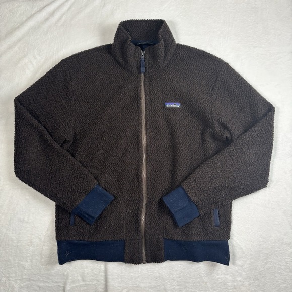 Patagonia Woolyester Brown Full Zip Long Sleeve Fleece Jacket Men's Medium - Picture 1 of 10